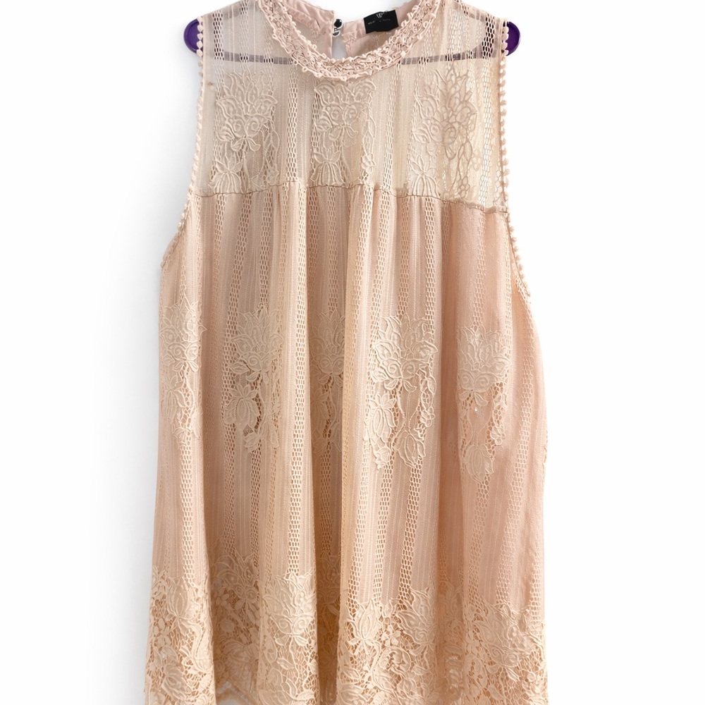 Worthington Pink Lace Button Collar Tunic Size 2XL
